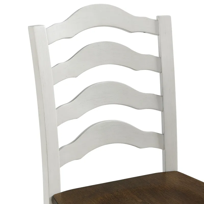Vesta 5PC Dining Set with Brown Top in White