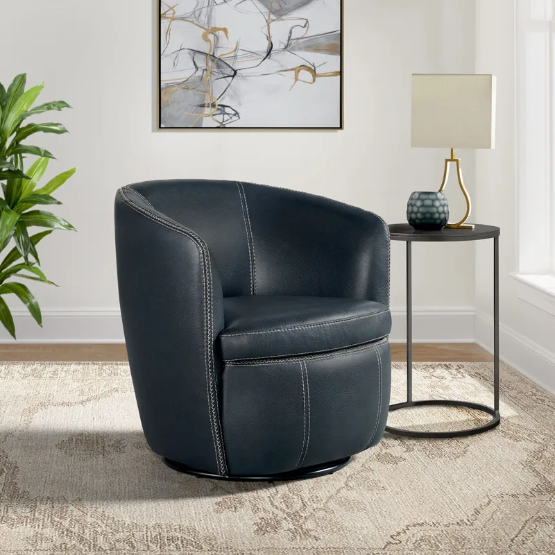 Vito Swivel Chair in Pebble Navy
