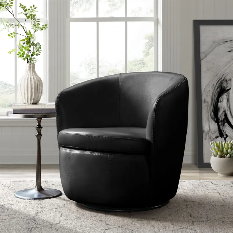 Vito Swivel Chair in Pebble Black