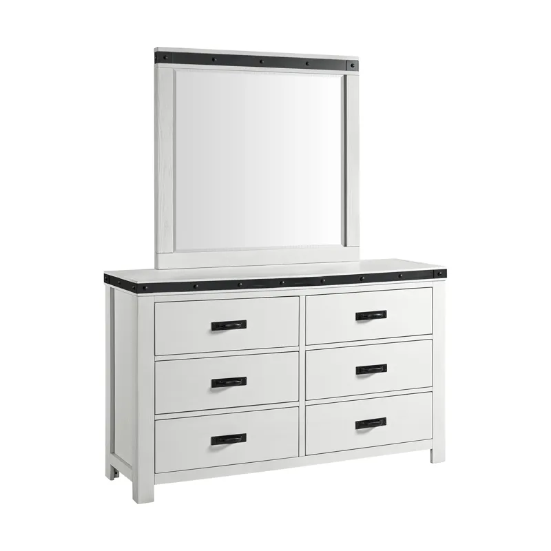 Wade Youth Dresser and Mirror Set in White