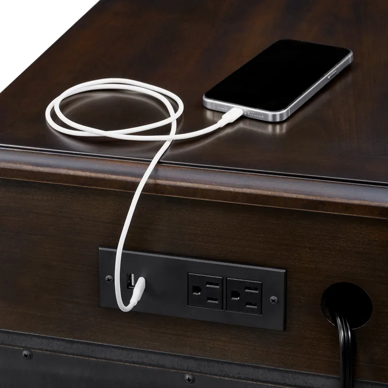 Wagner Chairside Table with USB in Cherry