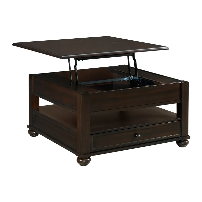 Wagner Square Lift-Top Coffee Table w/ Casters in Cherry