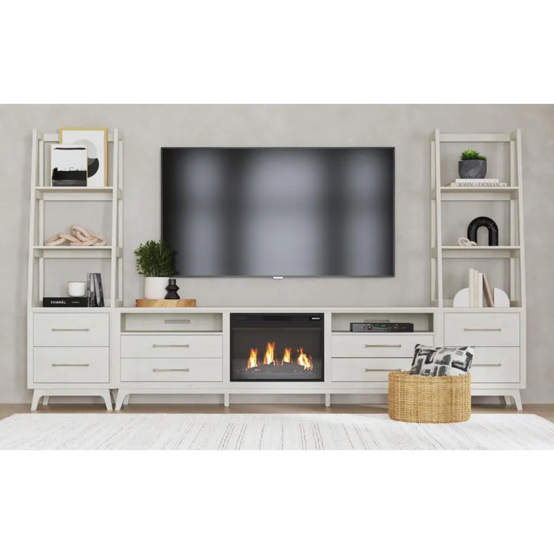 Westland 82\" TV Console with Fireplace Insert in Almond