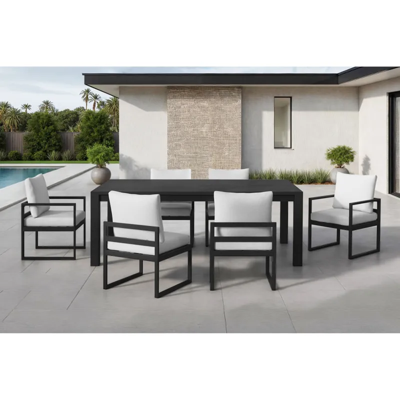 Whistler Dining Arm Chair with Olefin Beige in Whistler Black (2 Per Carton)