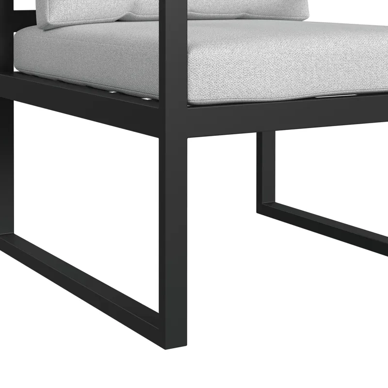 Whistler Dining Arm Chair with Olefin Beige in Whistler Black (2 Per Carton)