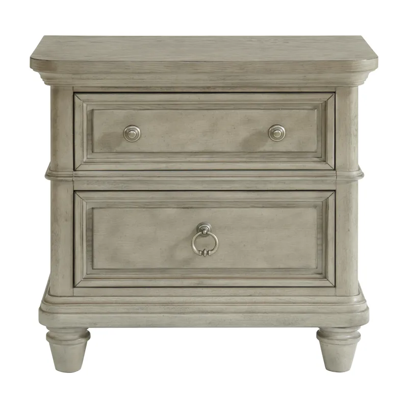 Whit-Ash 2-Drawer Nightstand with USB in Light Grey