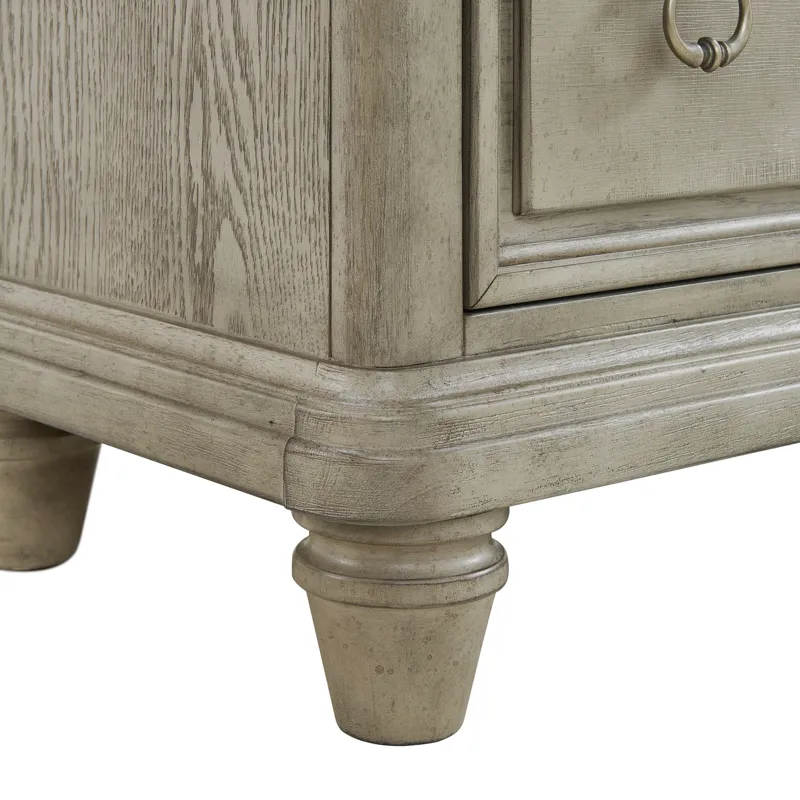 Whit-Ash 2-Drawer Nightstand with USB in Light Grey