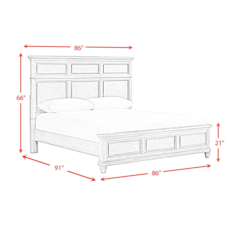 Whit-Ash King Panel Bed in Light Grey
