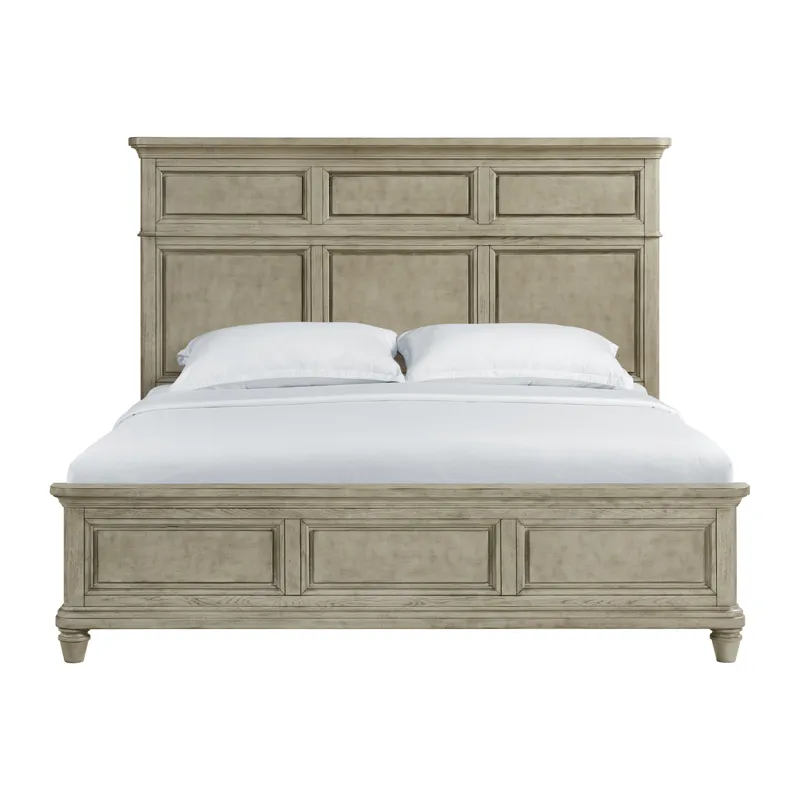Whit-Ash King Panel Bed in Light Grey