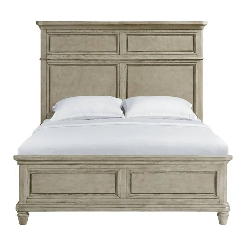 Whit-Ash Queen Panel Bed in Light Grey