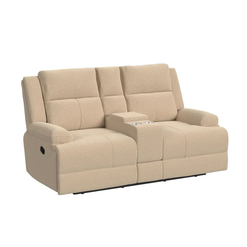 Wizard Motion Loveseat with Console in Fang Beige