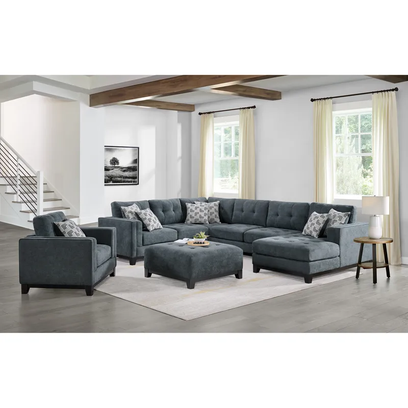 Wyatt Chair in Kymberly Navy with 1 Pillow