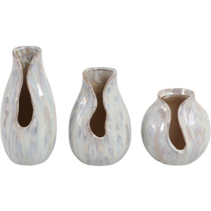 3PC SCOUR CERAMIC VASE SET