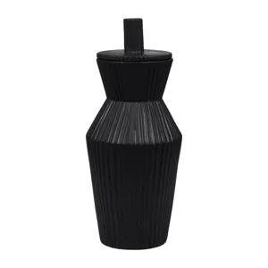 Laurel Large Black Lidded Jar