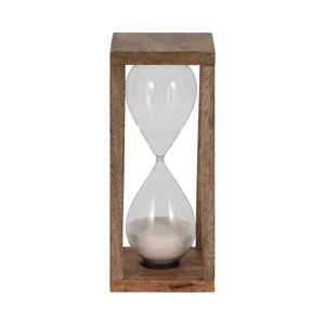 12" Tona Wooden Sandtimer, Brown/White