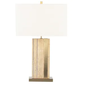 26" Hallberg Table Lamp - Gold/Ivory Tavertine