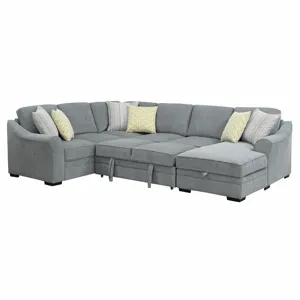 Elle 3PC Sectional w/6 Pillows - Grey