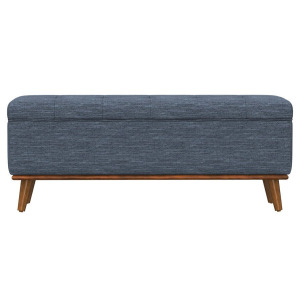 Storage Ottoman w/ Wood Trim - Navy