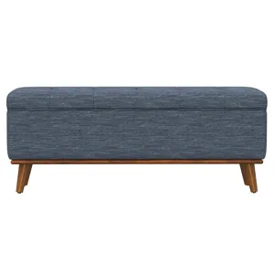 Storage Ottoman w/ Wood Trim - Navy
