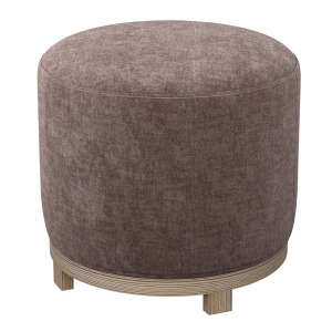 Ottoman w/Wood Swivel Base - Rose