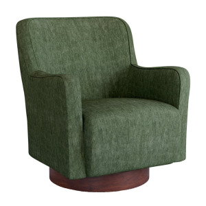 Clara Swivel Chair w/Wood Base - Moss