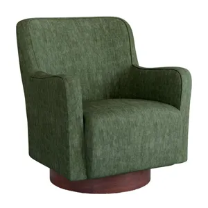 Clara Swivel Chair w/Wood Base - Moss