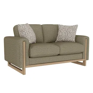 Sutton Place Loveseat w/Wood Base &amp; 2 Pillows - Green