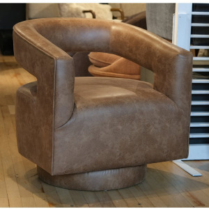 Swivel Chair W/ Cut Out Back - Saddle PU