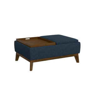 Aria Ottoman w/Storage & Trays - Navy