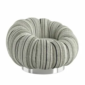 Pumpkin Swivel Chair Silver Base - Black Stripe