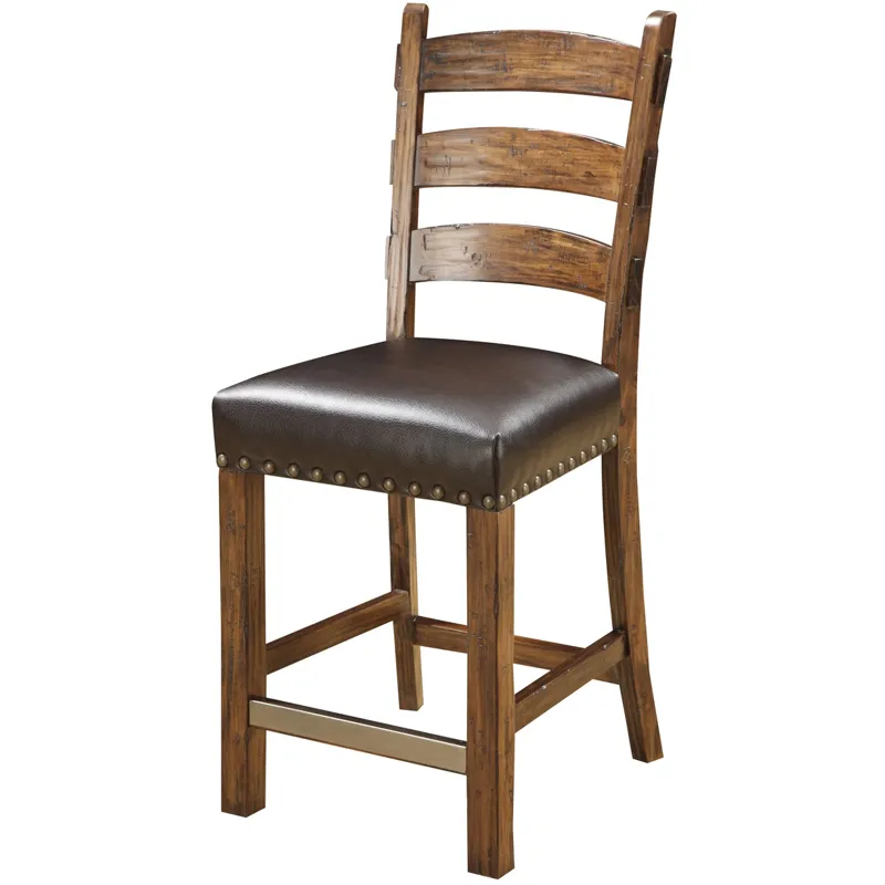 Barstool W/nailhead Rta Black Bonded Leather Uph Seat