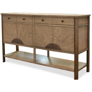 Sun Haven - 64" Credenza with Silver Tray - Oak and Walnut Finish