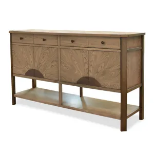 Sun Haven - 64" Credenza with Silver Tray - Oak and Walnut Finish