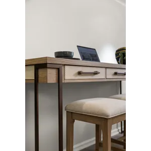Rio Vista - 3-Drawer Console with Power Strip, USB-A and USB-C Port and 3 Stools - Muted Earth Tones and Clay Finish