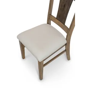 Sun Haven - Upholstered Side Chair - Set of 2 - Natural Oak and Walnut Finish - Cream Upholstery
