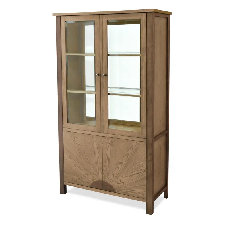 Sun Haven - Curio with Touch Lighting - Oak and Walnut Finish