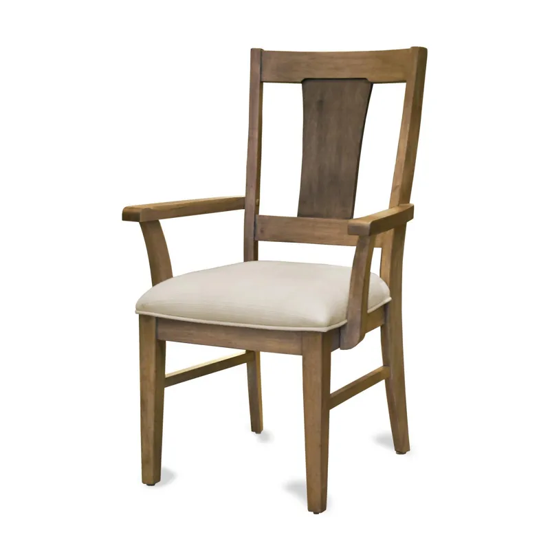 Sun Haven - Upholstered Arm Chair - Set of 2 - Natural Oak and Walnut Finish - Cream Upholstery
