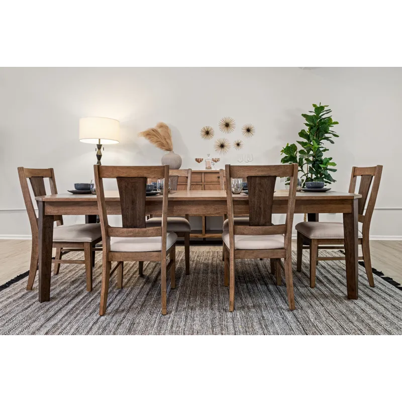 Sun Haven - Upholstered Side Chair - Set of 2 - Natural Oak and Walnut Finish - Cream Upholstery