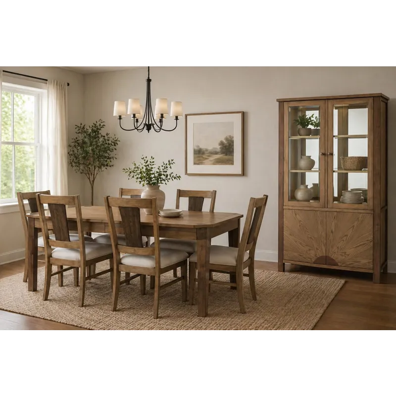 Sun Haven - Curio with Touch Lighting - Oak and Walnut Finish