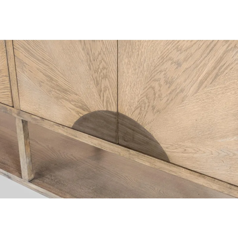 Sun Haven - 64" Credenza with Silver Tray - Oak and Walnut Finish