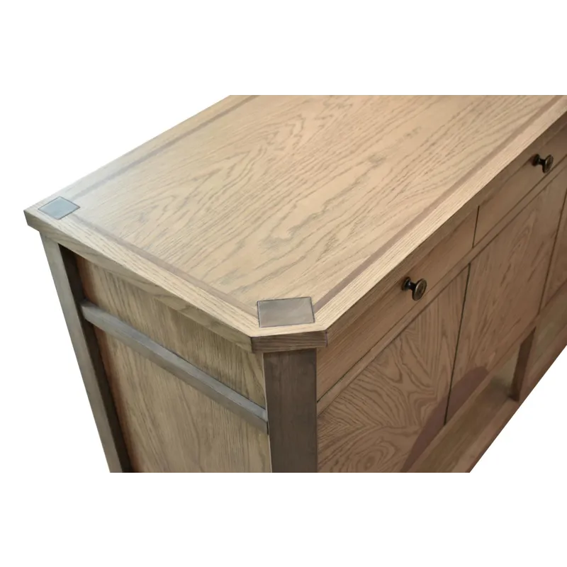 Sun Haven - 64" Credenza with Silver Tray - Oak and Walnut Finish