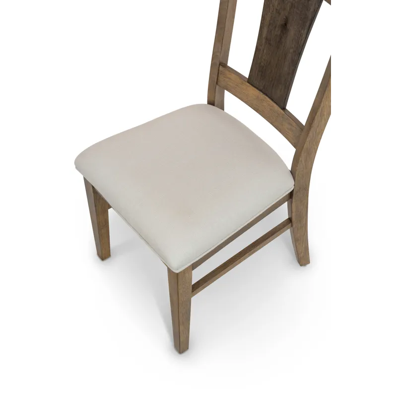 Sun Haven - Upholstered Side Chair - Set of 2 - Natural Oak and Walnut Finish - Cream Upholstery