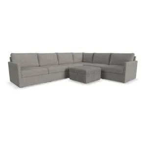 6-Seat Sectional with Narrow Arm and Storage Ottoman
