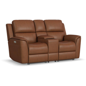 Harrison Leather Power Reclining Console Loveseat