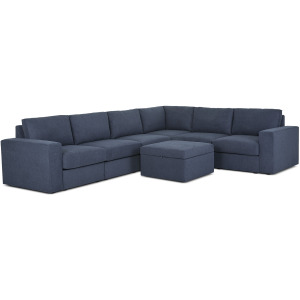 Flex 6-Seat Sectional with Wide Arm and Storage Ottoman