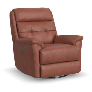 Sophisticated Power Swivel Gliding Recliner with Power Headrest & Lumbar