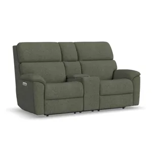 Porter Power Reclining Loveseat with Console, Power Headrest, & Lumbar