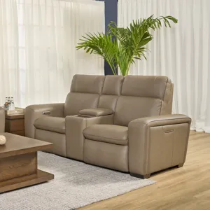 Power Reclining Loveseat with Console, Power Headrest, Lumbar & Pulse