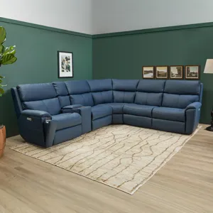 Power Reclining Leather Sectional with Power Headrest & Lumbar