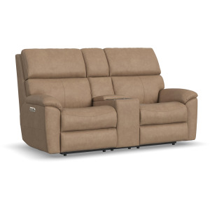 Porter Power Reclining Loveseat with Console, Power Headrest, & Lumbar